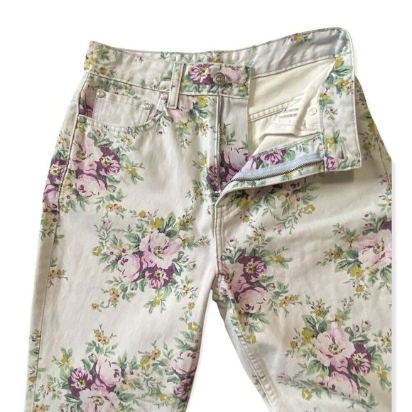 Ganni Betzy Floral Organic Cotton Blend‎ Flared Crop Jeans, size 27 - Picture 13 of 16